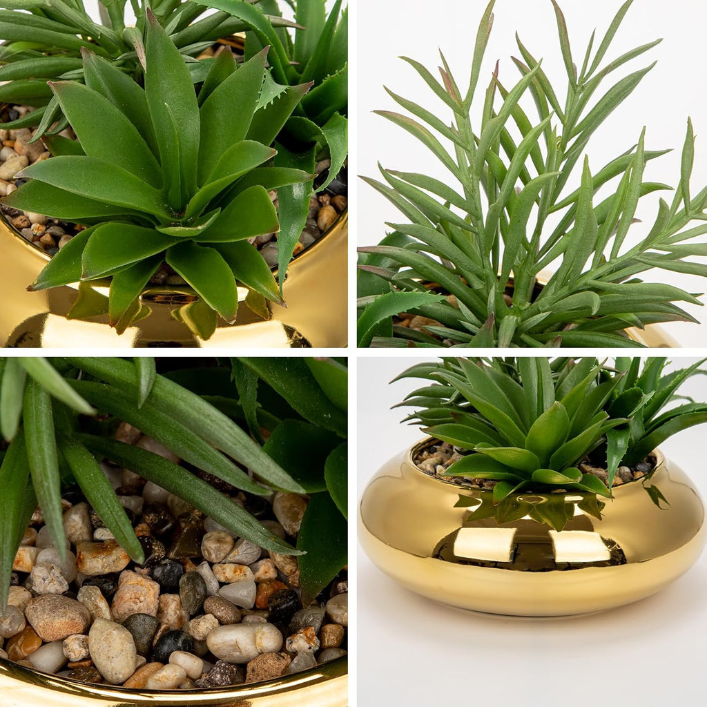 Artificial Succulent in Gold Pot