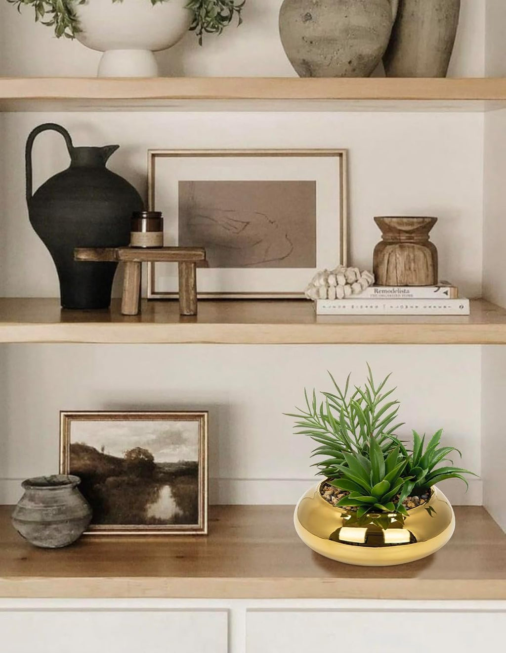 Artificial Succulent in Gold Pot