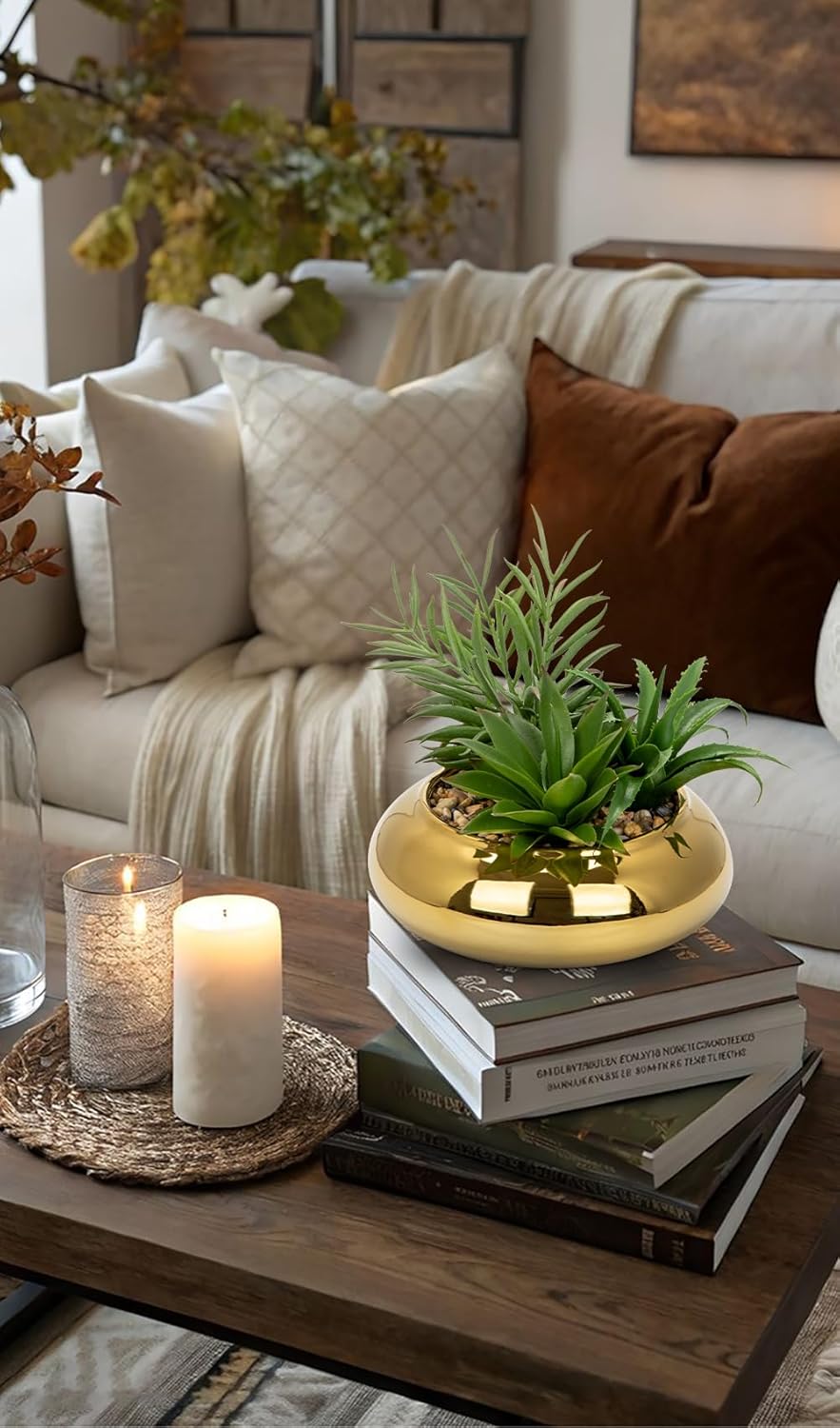 Artificial Succulent in Gold Pot