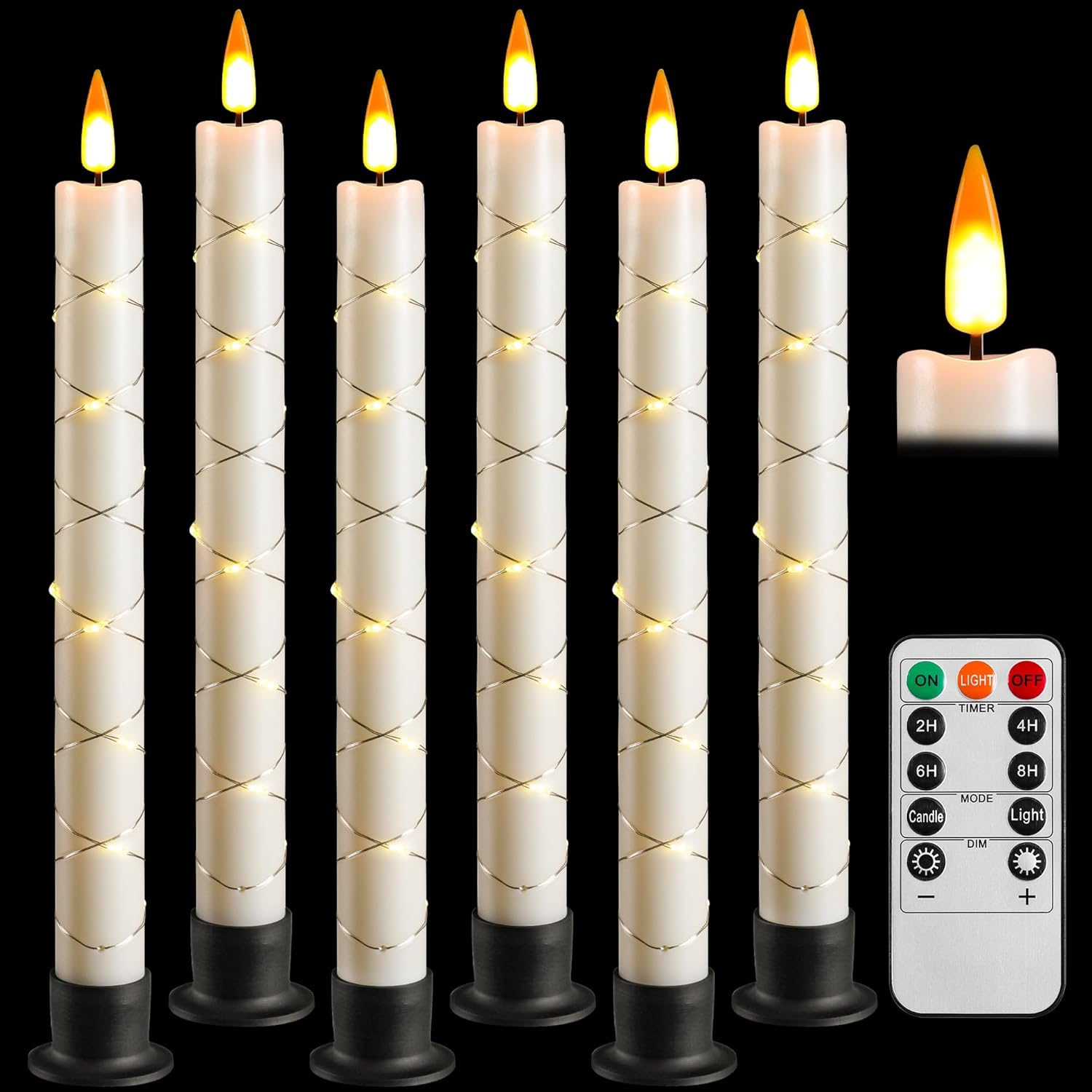 LED Flameless Cone Candle, 6pcs