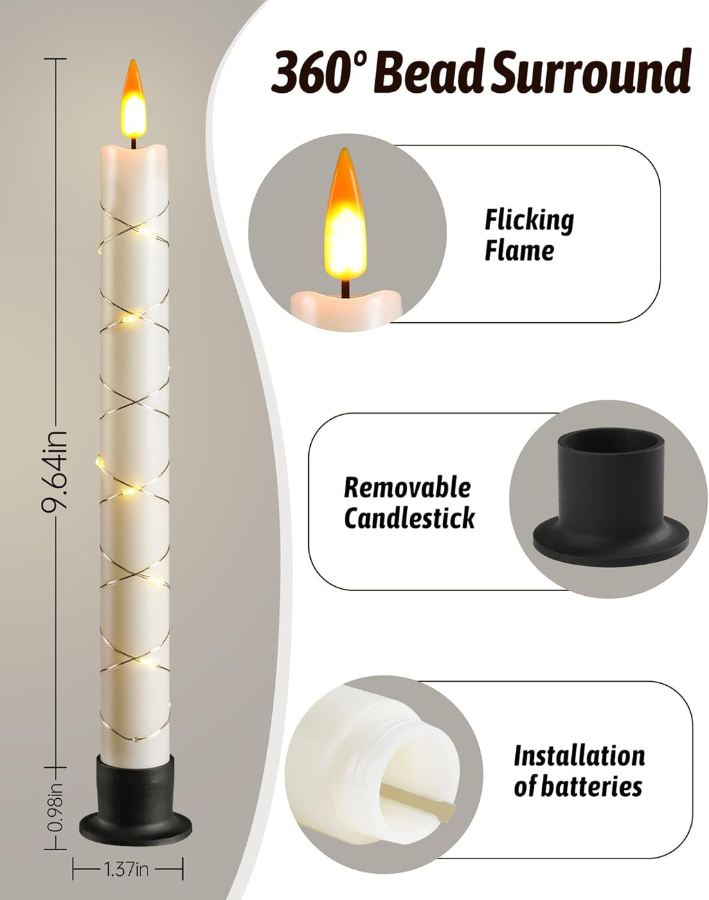 LED Flameless Cone Candle, 6pcs