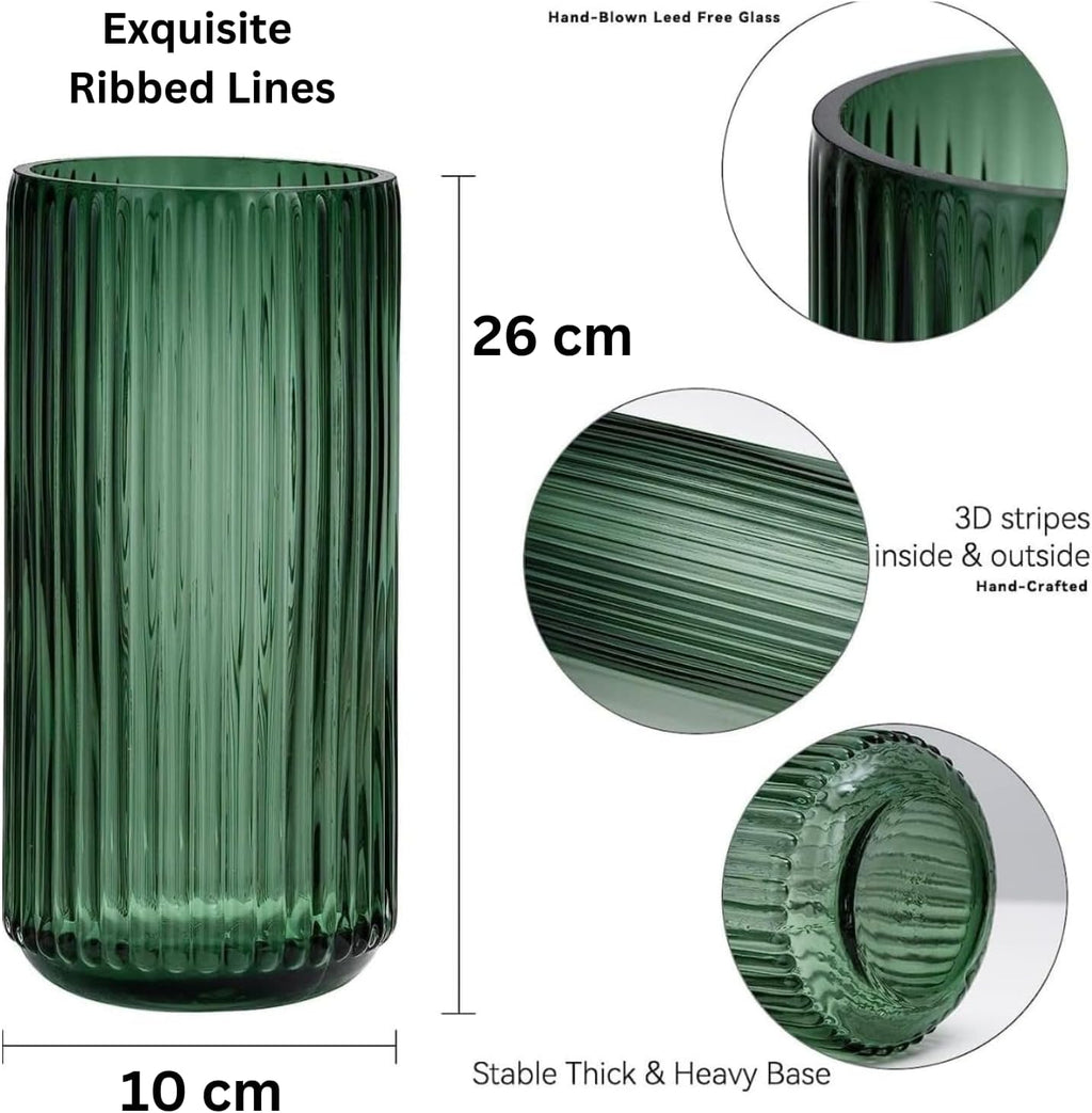 26cm Thickened Green Glass Vase