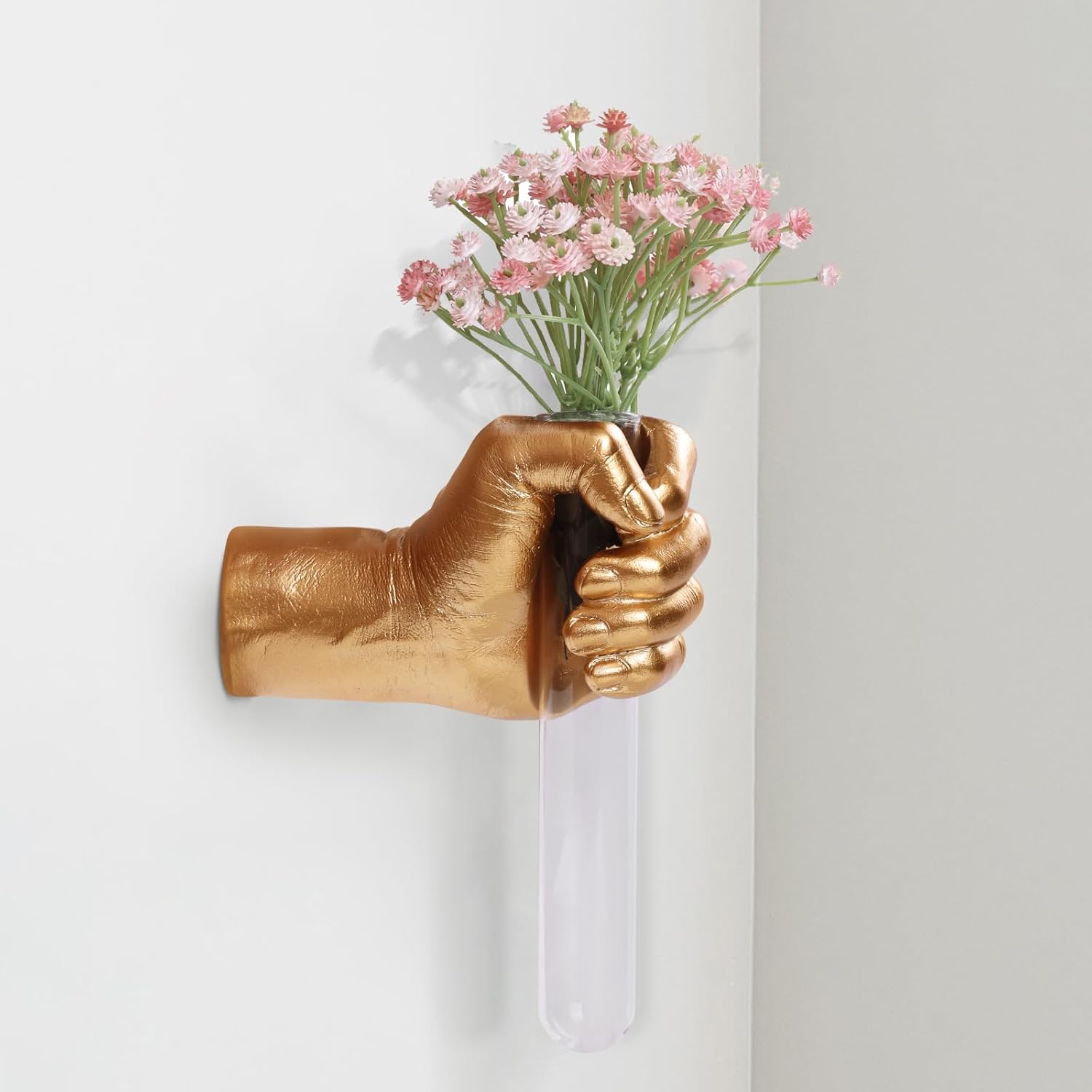 Gold Wall Hand Vase Sculpture