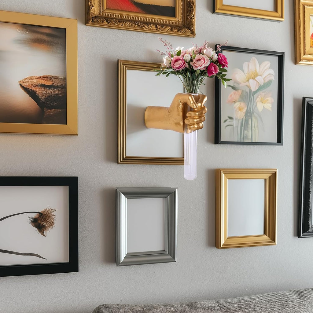 Gold Wall Hand Vase Sculpture